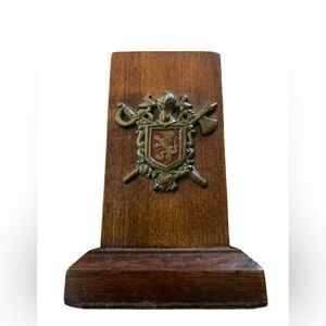 Vintage MCM Pencil Holder 4.5”x2.5” With Coat Of Arms